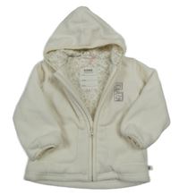 Smetanová fleecová zateplená mikina se zvířátky a kapucí Kanz