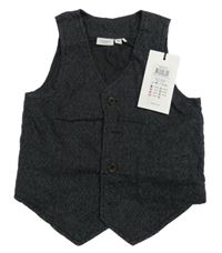 Nové - Tmavošedá společenská podšitá vesta Name it 