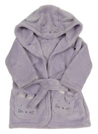 Levandulový chlupatý župan s myškami a kapucí George 