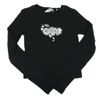 Černé žebrované crop triko Beetlejuice