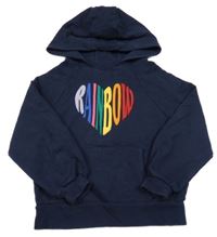 Tmavomodrá mikina s nápisem a kapucí Next