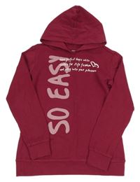 Tmavorůžová mikina s nápisem a kapucí Kidsworld