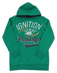 Zelená mikina s nápisy a kapucí Dognose 