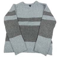 Šedý pruhovaný žebrovaný vlněný svetr Kiabi