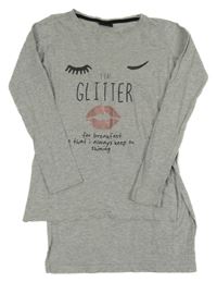 Šedá melírovaná tunika s nápisem Page one young