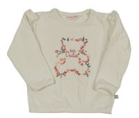 Smetanová mikina s medvídkem a volánky Liegelind