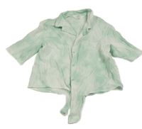 Zeleno-bílá batikovaná mušelínová crop halenka H&M