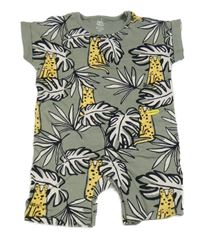 Šedý bavlněný kraťasový overal s leopardy F&F