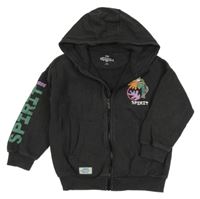 Antracitová propínací oversize mikina s nápisem a kapucí M&S