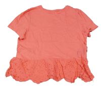 Korálové crop tričko s děrovaným pasem F&F