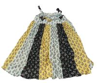 Barevné kytičkované midi šaty s volánky Zara 