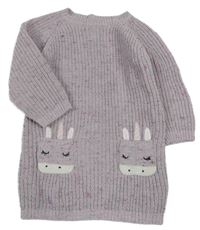 Fialovo-barevné melírované žinylkové šaty s jednorožci Primark