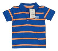 Nové - Tmavomodro-oranžové pruhované polo tričko Next 