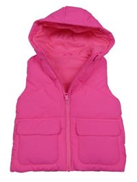 Neonově růžová šusťáková zateplená vesta s kapucí Dunnes