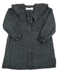 Šedé vzorované riflové propínací šaty s límcem Denim Co. 
