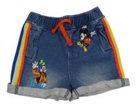 Modré teplákové riflové kraťasy s Mickeym Disney