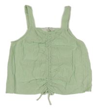 Světlezelený mušelínový crop top se stahováním H&M
