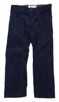 Tmavomodré manšestrové slim fit kalhoty H&M