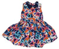 Tmavooranžovo-barevné vzorované plátěné šaty s límečkem s flitry zn. M&S