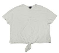 Bílé crop tričko s uzlem New Look