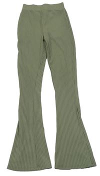 Khaki žebrované flare kalhoy zn. New Look