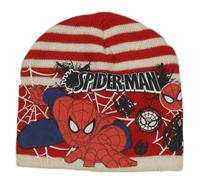 Červeno-bílá pruhovaná pletená čepice se Spider-manem MARVEL