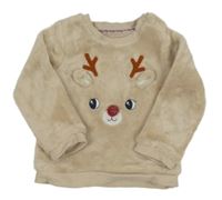 Světlebéžová plyšová mikina se sobem C&A