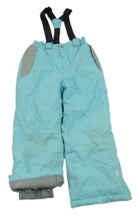 Světlemodro-šedé kostkované šusťákové funkční zimní oteplovačky s odepínacími kšandami TRESPASS