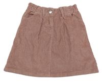 Starorůžová paper bag manšestrová sukně Matalan