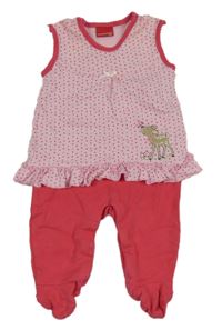 Jahodové dupačky s růžovou tunikou se srnkou a puntíky a volánkem SALT and PEPPER