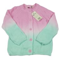 Nové - růžovo-pomněnkový propínací svetr Peacocks