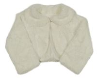 Smetanové kožešinové podšité bolérko s límečkem