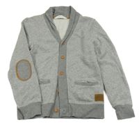 Šedá melírovaná propínací mikina s nášivkou H&M