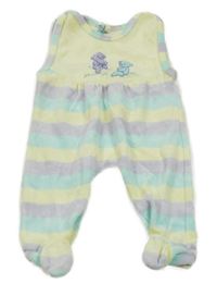 Pruhovano-světležluté sametové dupačky s medvídky C&A