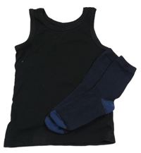 2Set - Černý nátělník Pepperts! + tmavomodré ponožky