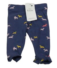 Nové - tmavomodré legíny s koníky a volánky M&S