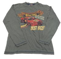 Tmavošedé pyžamové triko s autem 