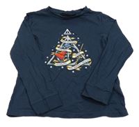 Tmavomodré pyžamové triko s vánočním stromečkem - Harry Potter