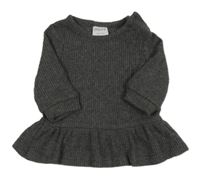 Tmavošedé melírované žebrované úpletové šaty F&F