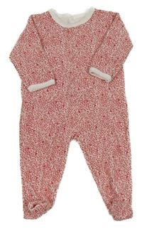 Bílo-červený vzorovaný sametový overal s lodičkami PETIT BATEAU