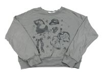 Šedá crop mikina s obrázky H&M