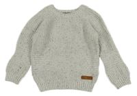 Bílo-světlešedý melírovaný žebrovaný svetr s nášivkou F&F