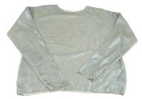 Modrošedo-stříbrno-smetanový pletený svetr H&M