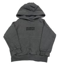 Tmavošedá oversize mikina s nápisy a kapsou a kapucí F&F