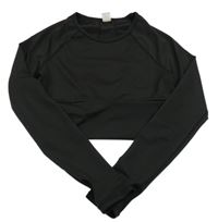 Černé elastické sportovní crop triko SHEIN