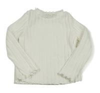 Bílý žebrovaný úpletový rolák SHEIN