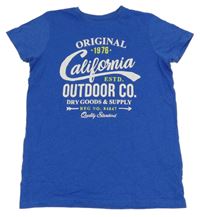 Cobaltově modré melírované tričko s nápisy PRIMARK