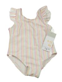 Nové - pruhované jednodílné plavky s volánky PRIMARK