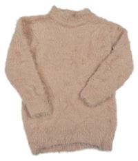 Starorůžová chlupatá svetrová tunika 