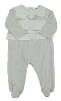 Světlešedo-bílý melírovaný sametový overal se vzorovanými pruhy Patachou